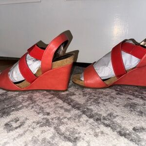 Stylish Red Wedge Sandals